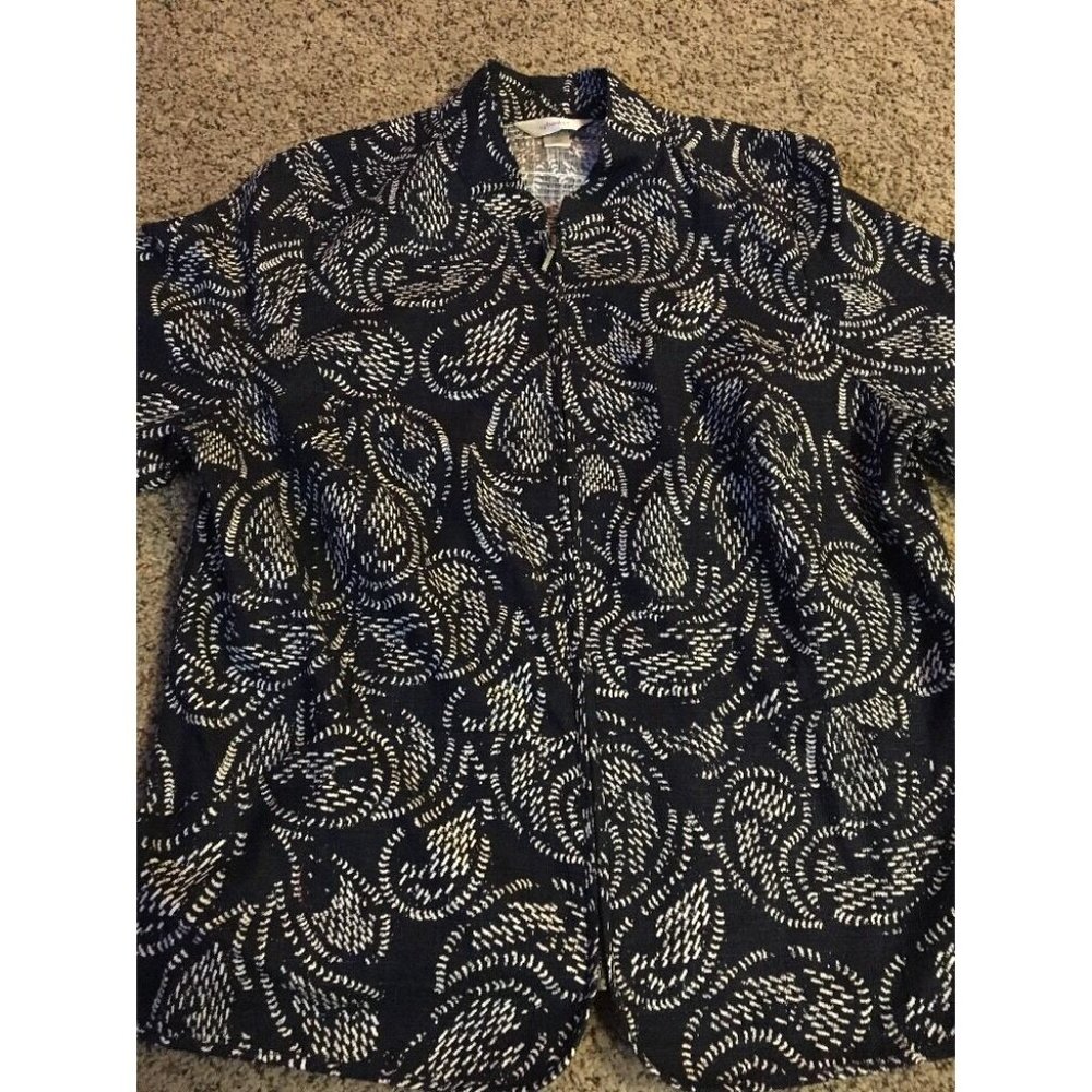 CJ Banks Jacket Womens X 14W Used Navy No Collar Zip Front Lightweight - Picture 6 of 12
